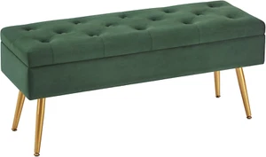 Storage Bench Modern Entryway Bench End of Bed Bench Ottoman Upholstered Velvet - Picture 1 of 8