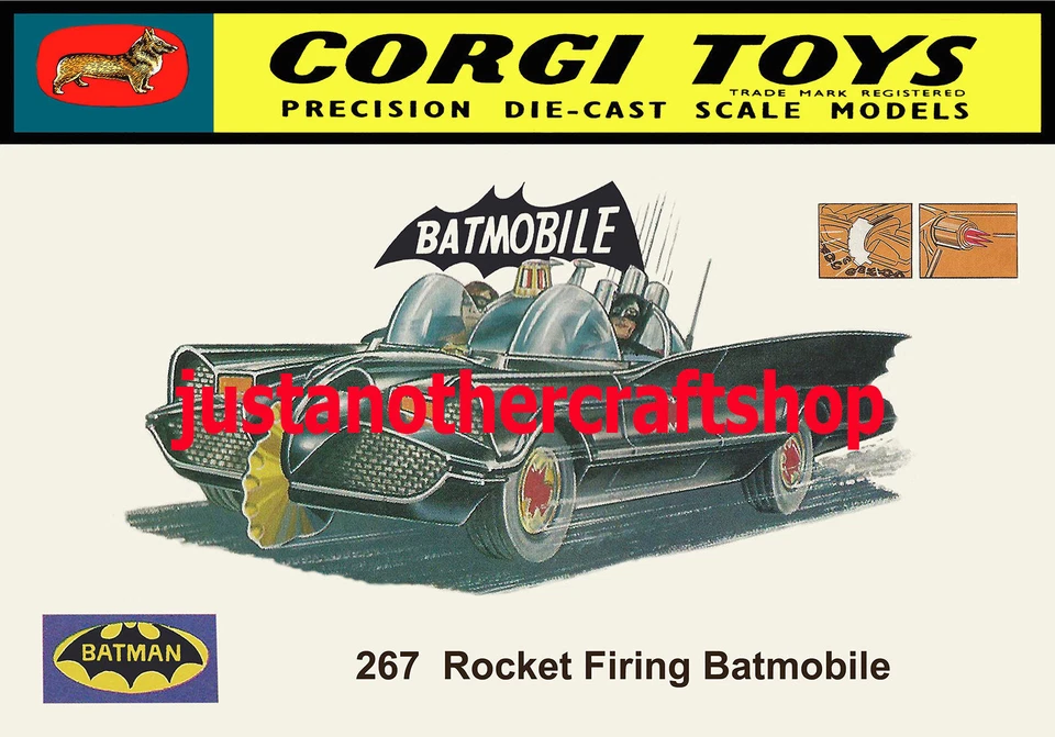 Corgi Spielzeug 267 Batman Batmobile 1966 A4 Größe Poster Anzeige Prospekt Shop - Bild 1 von 1