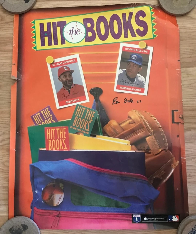 Hit The Books Ozzie Smith/Roberto Alomar Poster/Signed By Ben Boka/Free Shipping - Image 1 of 1