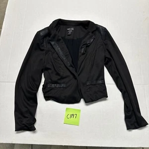 Vintage Crop Jacket Womens Medium M Y2K Cropped Wet Seal Black - Picture 1 of 16
