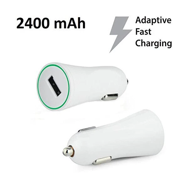 Caricatore Auto bianco Fast Charging con Uscita USB da 2400 mAh Ricarica Rapida - Immagine 1 di 1