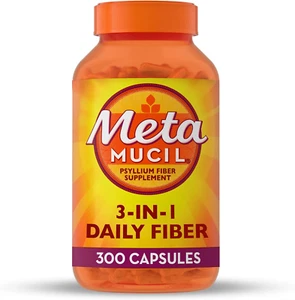 Metamucil 3-in-1 Fiber Capsules, Psyllium Husk Supplement for Digestive Health, - Picture 1 of 7