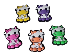 Cow Shoe Colorful Charms Cute Shoe Accessories Set of 5 (T161) - Picture 1 of 5