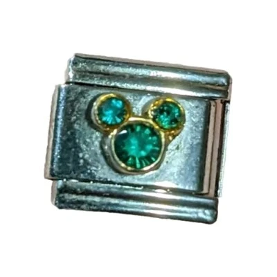 Disney Mickey Mouse Verde Estrás Dije Piedra de Nacimiento 9mm Dije Italiano Cumpleaños Foto 1 de 2