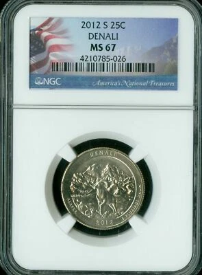 2012 S DENALI PARKS FLAG LABEL QUARTER NGC MS67 FINEST REGISTRY LOW POP * - Image 1 of 4