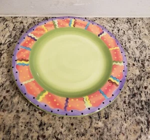 Laurie Gates Mardi gras Dinner Green Plate/s - Picture 1 of 4