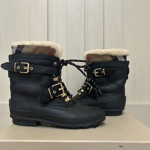 Burberry Windmere Check Weather Boot Black Size 7 - Picture 1 of 12