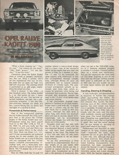 1968 Opel Rallye Kadett 1900 - 2 pages Article Automobile Vintage
