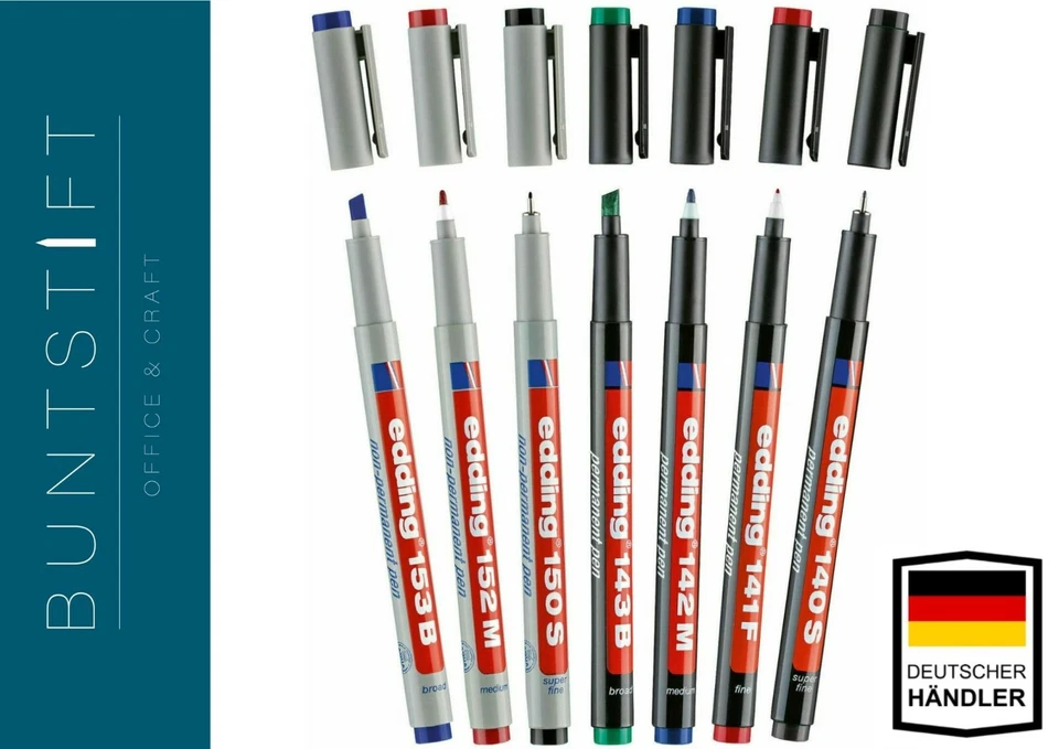 EDDING Folienschreiber-Folienstift OHP Marker S M F  0,3-0,6-1 mm 4 Farben  - Bild 1 von 1