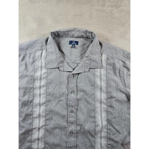 George Shirt Mens 3XL Gray Stripe Short Sleeve Button Up Camp Resort - Picture 1 of 8