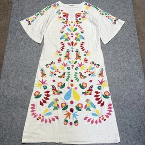Frances Valentine Dress M/L Dreamy Caftan Bird Is Word Embroidered Mexican Style - Picture 1 of 14