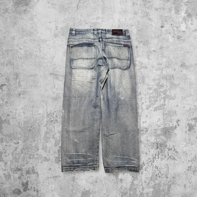 Vintage Y2K Moda International Embroidered Baggy Faded Southpole Jeans 34x30 - Image 1 of 4