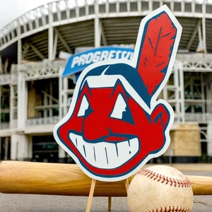 ⚾ Cleveland Indians Chief Wahoo Logo Sign – Engraved Wood Baseball Wall Art - Picture 1 of 5