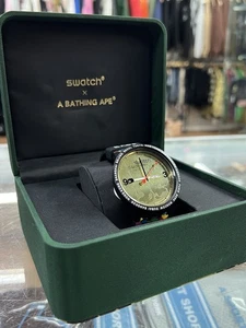 Bape A Bathing Ape x Swatch Big Bold Black Camouflage Watch w/ Box Needs Battery - Picture 1 of 14