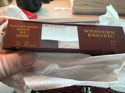 Red Caboose HO Kit WP #20208 40’ AAR Box Car Staggered Doors Western Pacific OB - Image 1 of 4