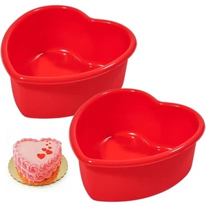 Mini Heart Cake Pan, 4 Inch Silicone Mold 2 Pack Nonstick Shaped for Valentin... - Picture 1 of 7