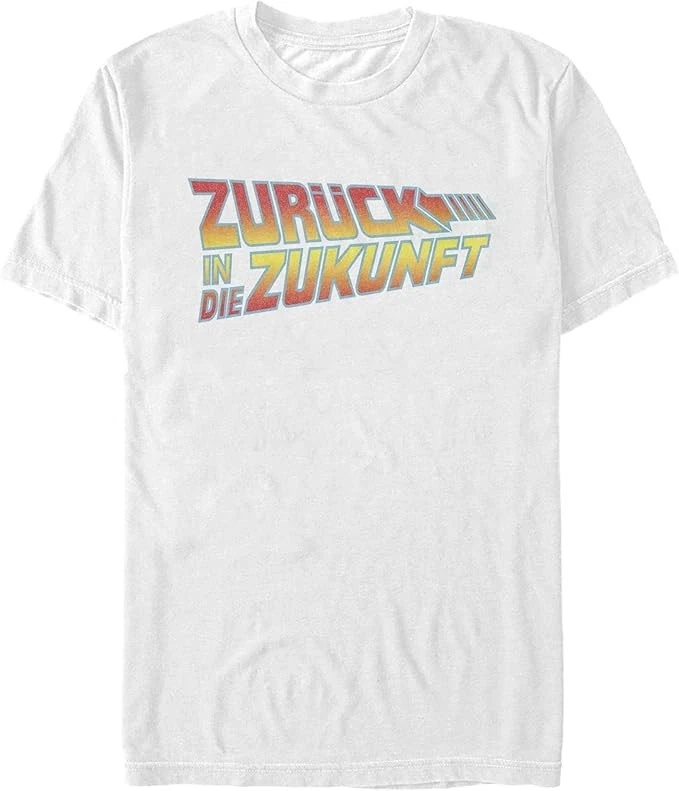 🚗⚡ Regreso al Futuro Hombre Logo Alemán T (XL, Blanco) "Zurück in die Future" Foto 1 de 1