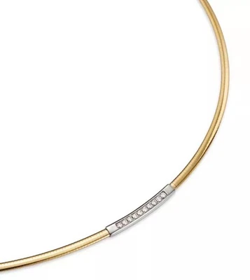 Alberto Amati 14K Yellow Gold Diamond Omega Collar Necklace Italy MSRP $2800 8g - Image 1 of 4