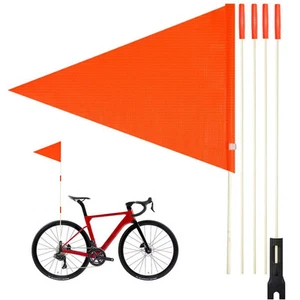 Bike Safety Flag with Pole 6 Ft Adjustable Height Heavy Duty Fiberglass Pole ... - Picture 1 of 8