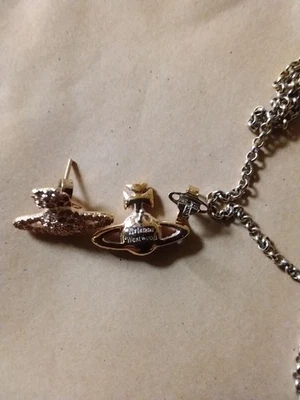 Vivienne Westwood Mini Bas Relief Pendant Necklace And Earrings  Gold Tone - Image 1 of 4