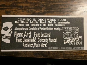 Misfits Original Fiend Club ILLustrated #1 1997-1998 Order Form - Picture 1 of 2