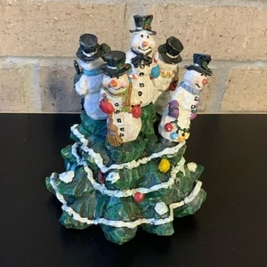 Christmas Tree Butter Knive Spreader Set Carved Resin 5" Snowy Snow Men Family - Picture 1 of 9