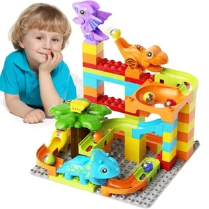 Marble Runs Building Blocks for Kids Dinosaur,Classic Big Blocks Educational ... - Picture 1 of 6