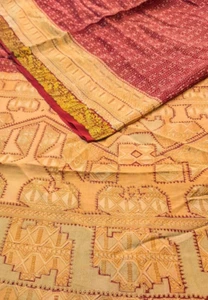 Sari de seda pura indio vintage sari Georgette Chinon tela impresa PGS1433 - Imagen 1 de 9