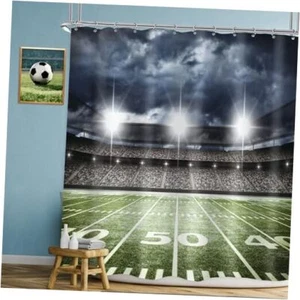  Boys Shower Curtain Sports American Sports Bathroom 72Wx72L Football - Picture 1 of 5