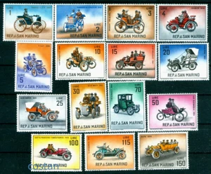 Alte Autos,Benz,Wolseley,Alfa,Bianchi,Oldsmobile,Papier,Fiat,San Marino704MNH von 1962 - Bild 1 von 1