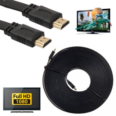 Flat HDMI Cable 5M Gold Plated High Speed v1.4 Male to Male Lead Wire 1080p - Image 1 of 4