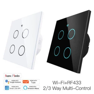 Interruttore luce intelligente WiFi 1-4 velocità vetro touch interruttore a parete per Alexa Google Home - Foto 1 di 26
