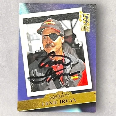 Ernie Irvan HEROES OF RACING NASCAR PACK PULLED 1994 PRESS PASS VIP signed card - Image 1 of 2
