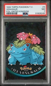 Venusaur Topps PSA 7 Pokemon Card Holo Foil #3 TV United Kingdom 1999 - Picture 1 of 2