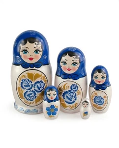 Russian Nesting Dolls Matryoshka Handmade 5 Pieces Souvenir Hand Painted - Picture 1 of 2