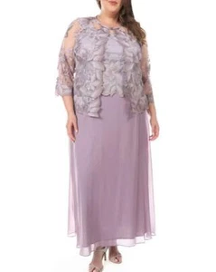 ALEX EVENINGS Plus Size 22W Embroidered Lace Gown & Jacket Set NWT $259 - Picture 1 of 3