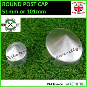 ROUND Pyramid Silver GALVANISED Fence POST CAP CAPS Cover Top 51 / 101 mm - Picture 1 of 4