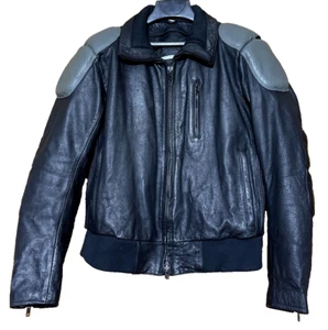 VTG Arcticwear Blk & Gray Leather Padded Snowmobile Jacket Zipout Liner Men’s M - Picture 1 of 10
