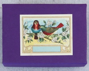 Decorative German Gift Storage Box With Antique Paper Bird Label 3x4¼” - Picture 1 of 6