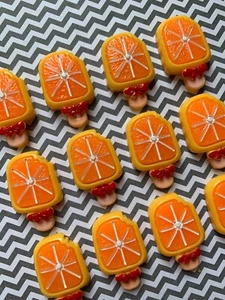 8pc. Orange Ice Cream, Popsicle, Resin Flatback, Cabochon, Bow Center, Charm - Picture 1 of 10