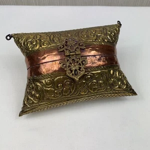 Vintage Indian Brass & Copper Pillow Bag Metal Purse - Picture 1 of 15