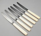 6 Vintage Stainless with Pale Cream Handles Dessert / Starter Knives - Viners