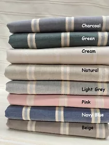 Linen Look Jacquard Striped Fabric Home Decor Material 280cm wide Cream Stripes - Picture 1 of 19