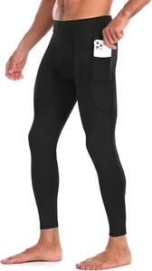 Mens Yoga Compression Pants - Athletic Leggings with Pockets Running Workout Bas - Picture 1 of 11