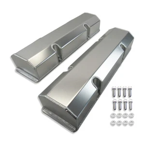 For Chevy Small Block SBC 327 350 383 Tall Aluminum Valve Covers Clear Anodized  - Picture 1 of 5