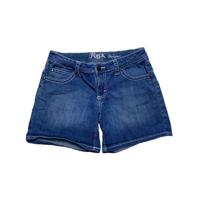 Wrangler Rock 47 Ultra Low Rise Jean Shorts Womens Size 4 Medium Wash Denim - Image 1 of 4