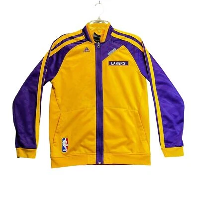 2013 Adidas Los Angeles Lakers Gold Pre Game Warm up Jacket Youth Teen XL Kobe - Image 1 of 4