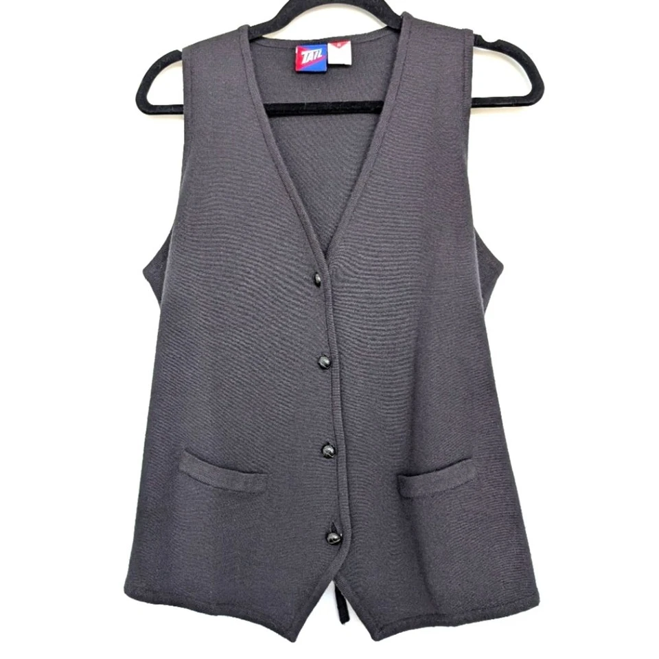 Vintage Y2K Tail Wool Blend Button Front Cinch Waist V Neck Blazer Vest Sz M - Image 1 of 4