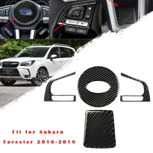 For Subaru Forester 2016-2018 Steering Wheel Button Real Carbon Fiber Cover Trim - Picture 1 of 12