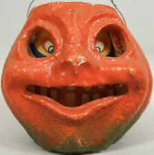 Papier Mache Pumpkin Pulp Jack o Lantern Original Face Insert Vtg Halloween 5in